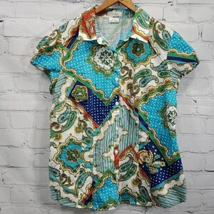 Van Heusen Multi Pattern Paisley Polka-dot Shirt Size XL